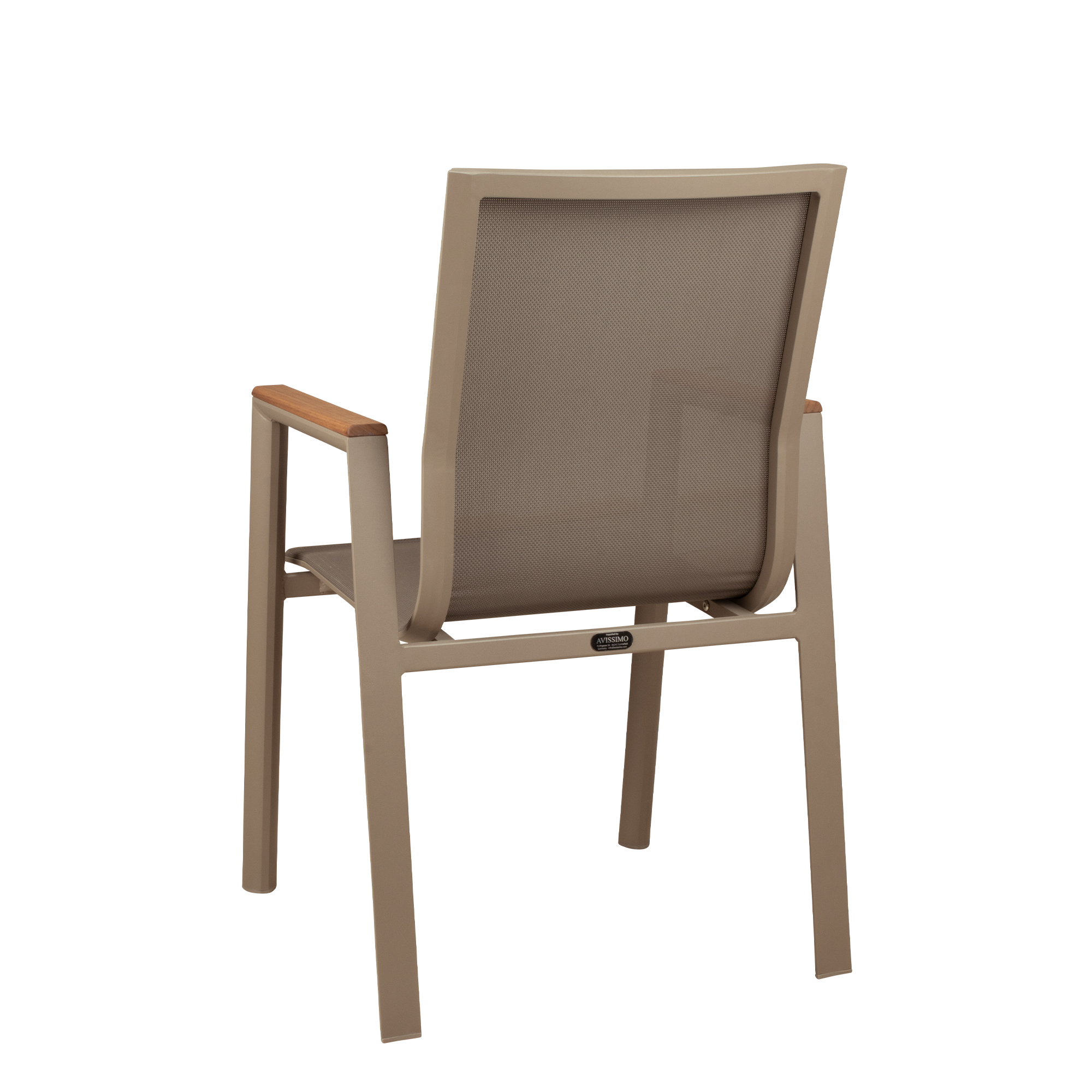 Stramo taupe Outdoorstuhl mit Geflecht – Rueckansicht