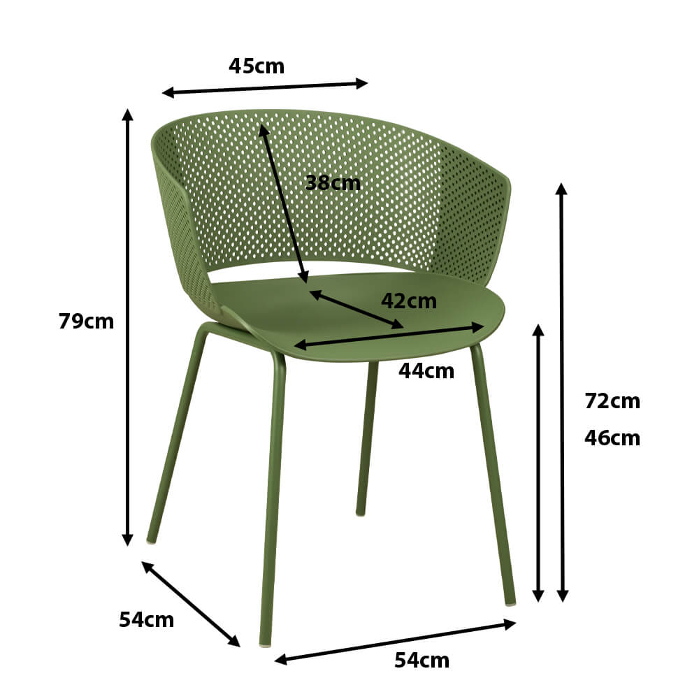 Kunststoffstuhl FOMA F832 Green Maße
