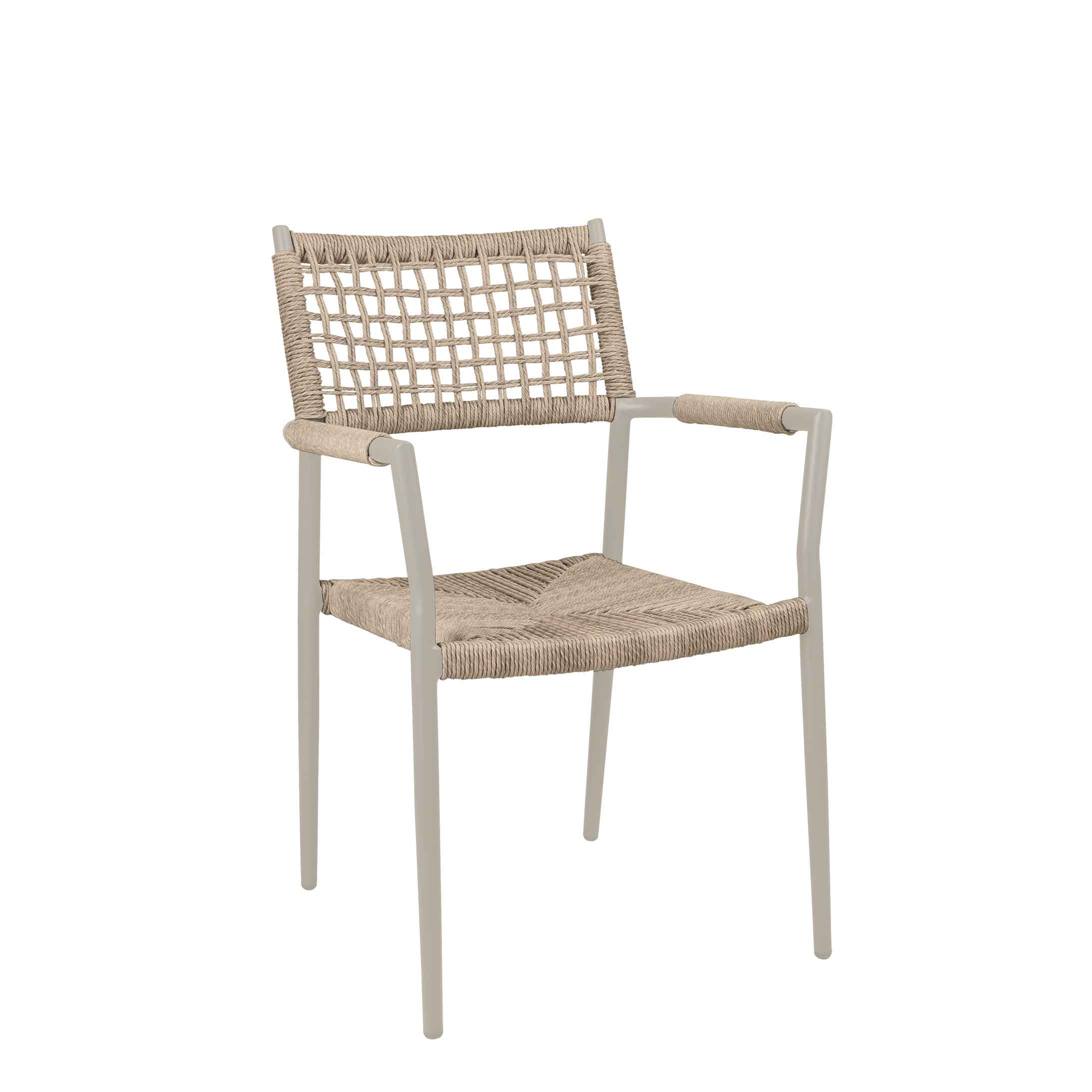 terrassenstuehle_gastronomie_sisson_cream_vorderansicht Sisson Cream Outdoorstuhl mit Armlehnen und Geflecht – Vorderansicht
