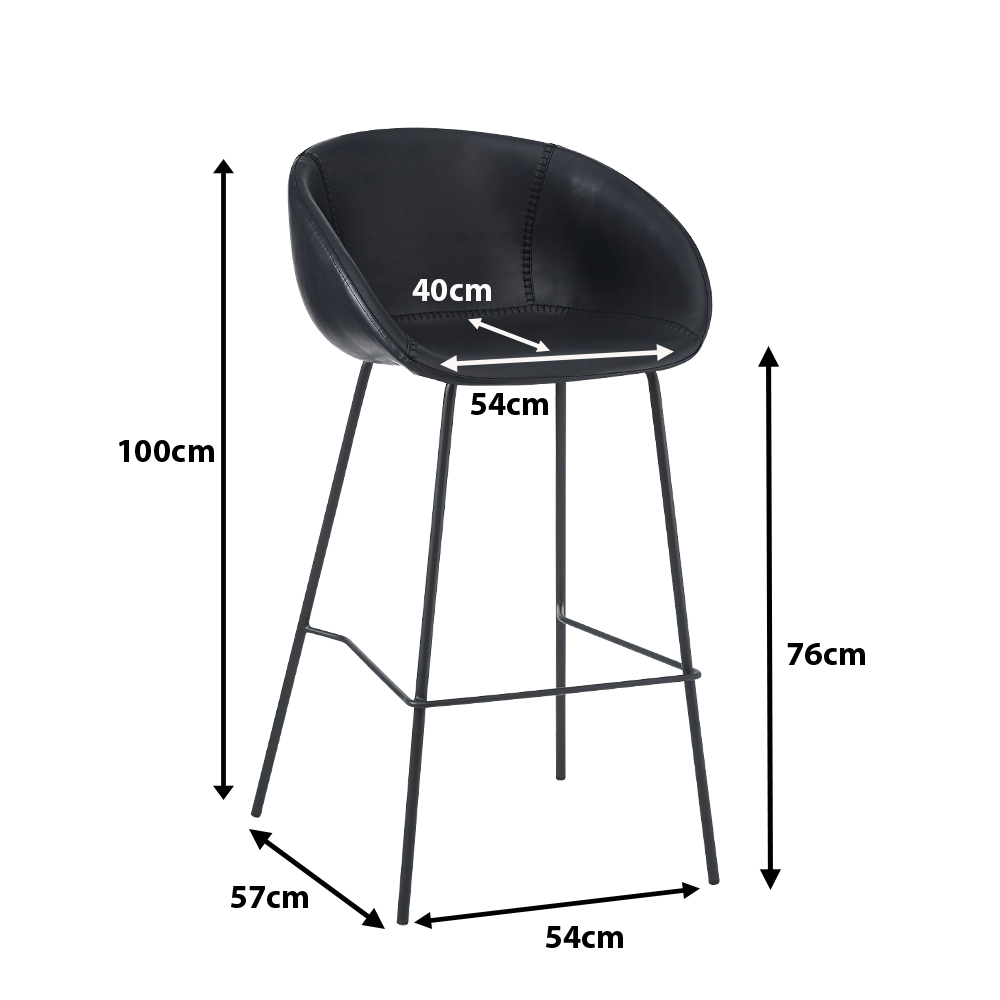 Vollpolsterbarhocker Estara Bar Antique Black Maße