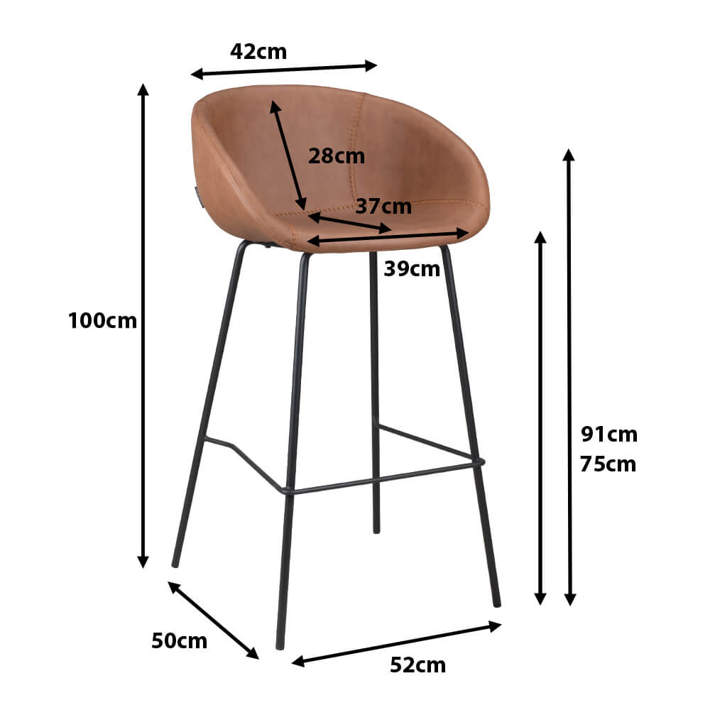 Vollpolsterbarhocker Estara Bar Brown Maße