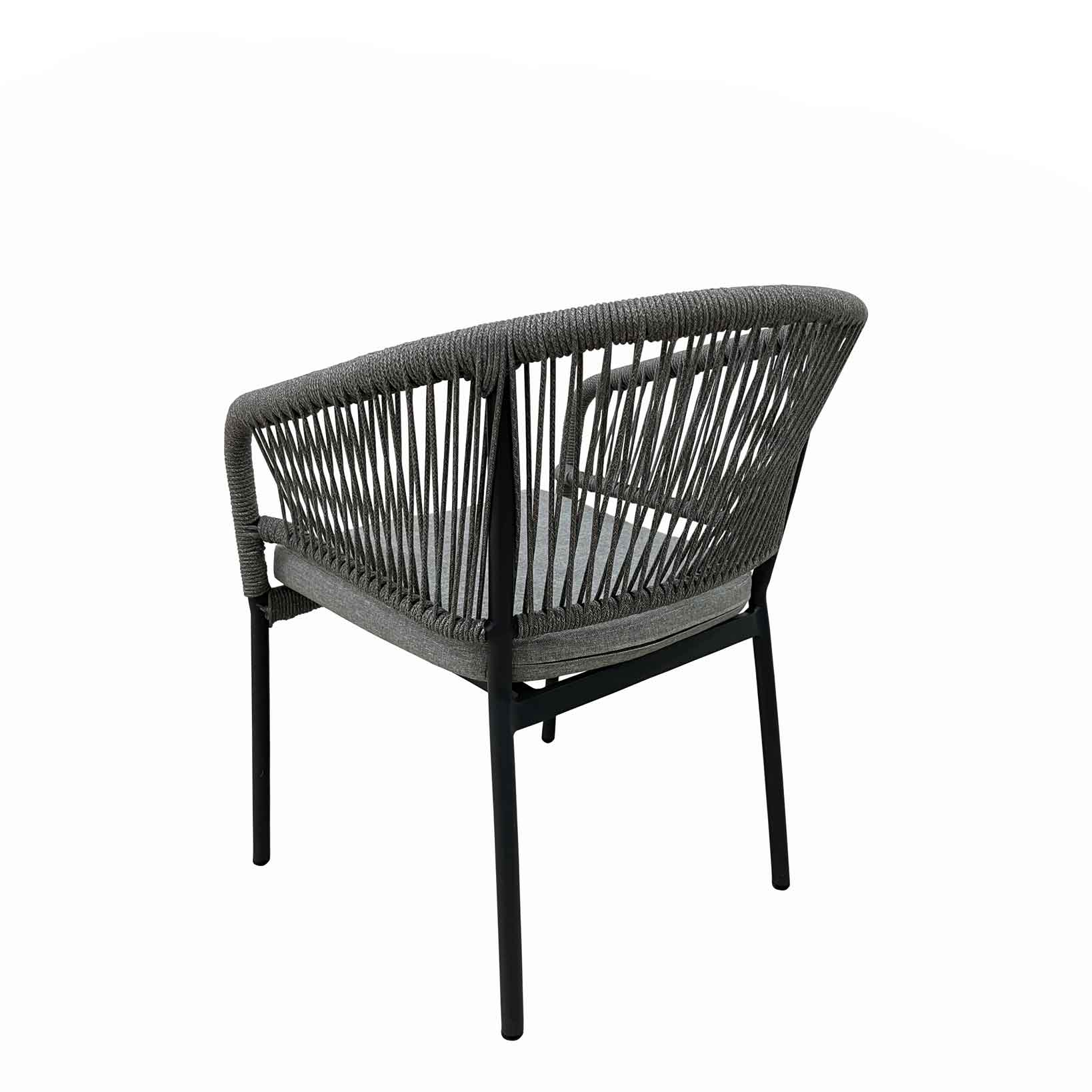 terrassenstuehle_gastronomie_densa_grey_rueckansicht Densa Grey Outdoorstuhl mit Armlehnen, Sitzkissen und Geflecht – Rueckansicht