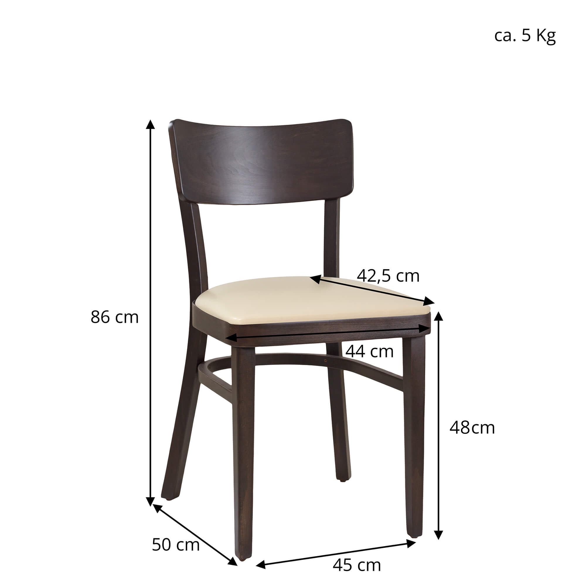 Holzstuhl Lugona P AW Maße
