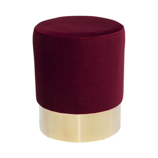 84112 Hocker Cherry Bordeaux Brass Ø 35 cm