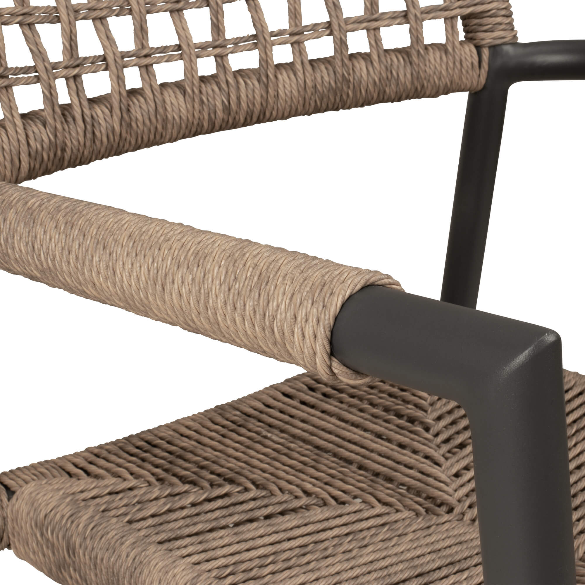 Sisson Wheat Outdoorstuhl mit Geflecht – Detail Armlehne