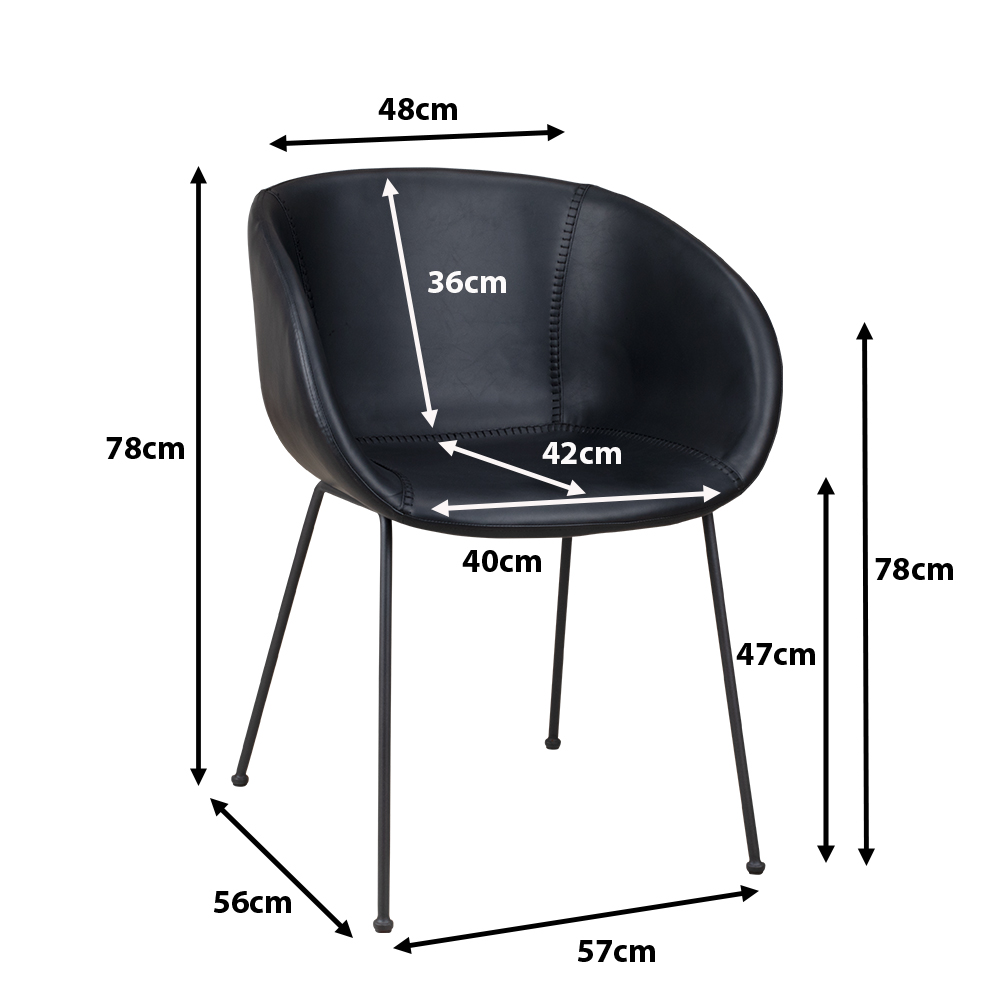 Polsterstuhl Estara Antique Black Maße