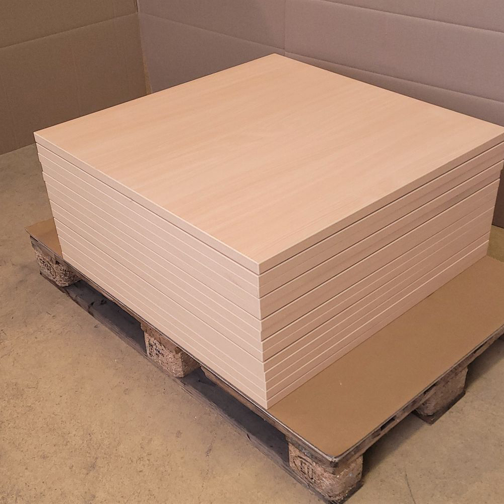 20230228_085127 Melaminharz Tischplatte 25mm 80x80cm Buche natur Sonderposten