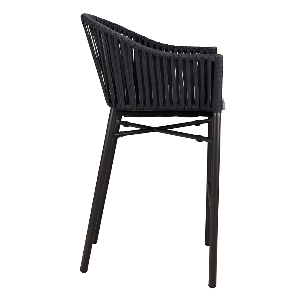 Gastronomie_Outdoorbarhocker_Ramila_Bar-Dark-Grey_seite_1000px Outdoor-Barhocker Ramila-Bar Dark Grey mit Aluminiumgestell und grauem Sitzkissen Seitenansicht
