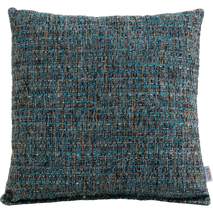 Kissen Tweed Leonia 40x40 cm Limited mit strukturierter Tweed-Oberfläche in Türkis-Schwarz-Melange